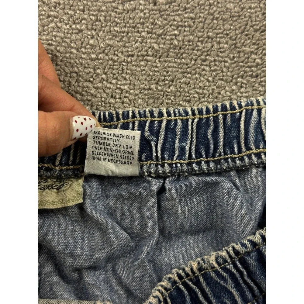 Vintage‎ My Classic Shorts Women XL Blue Relaxed Elastic Waist Cotton Beach Y2K